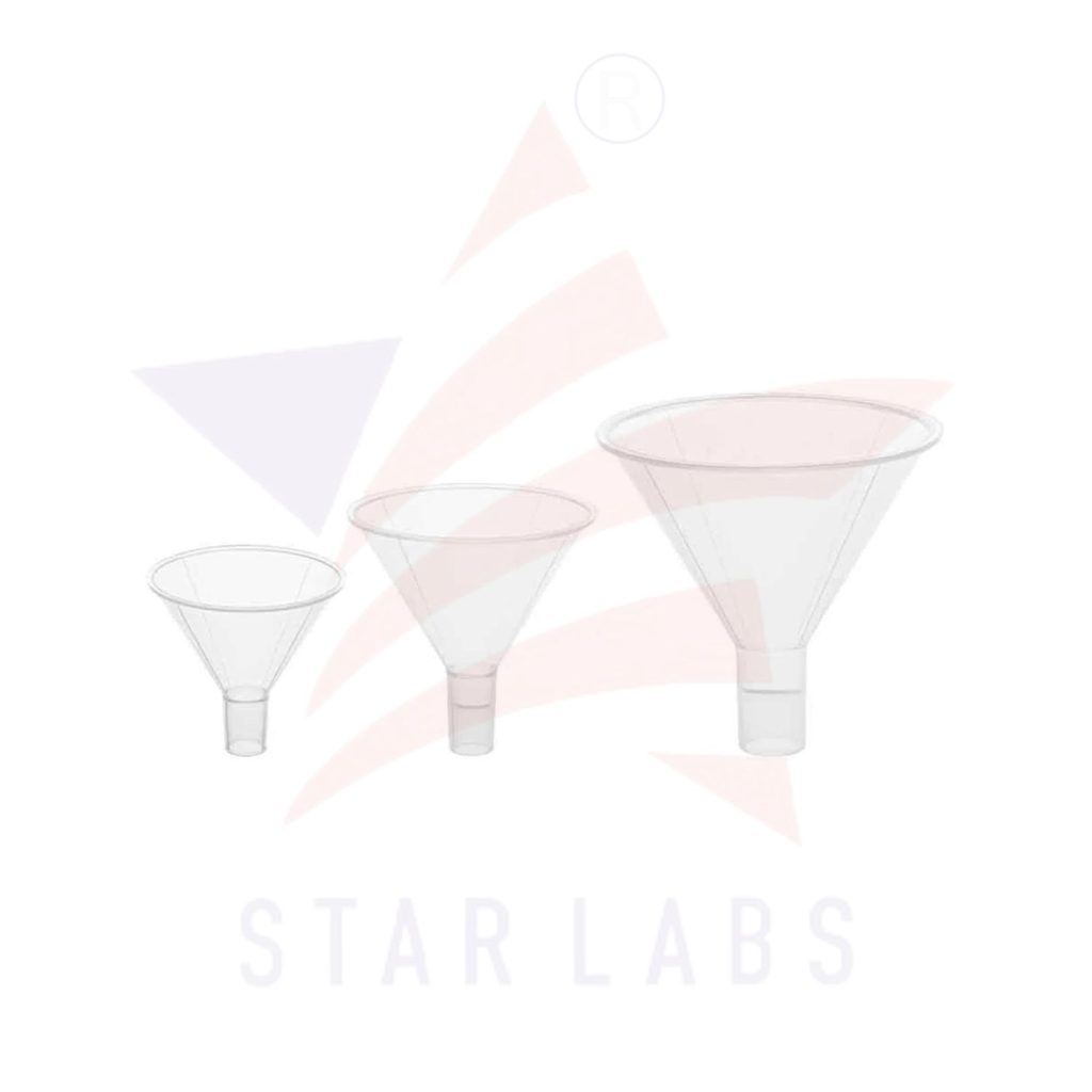 Plastic laboratory funnels set for efficient liquid transfer and filtration