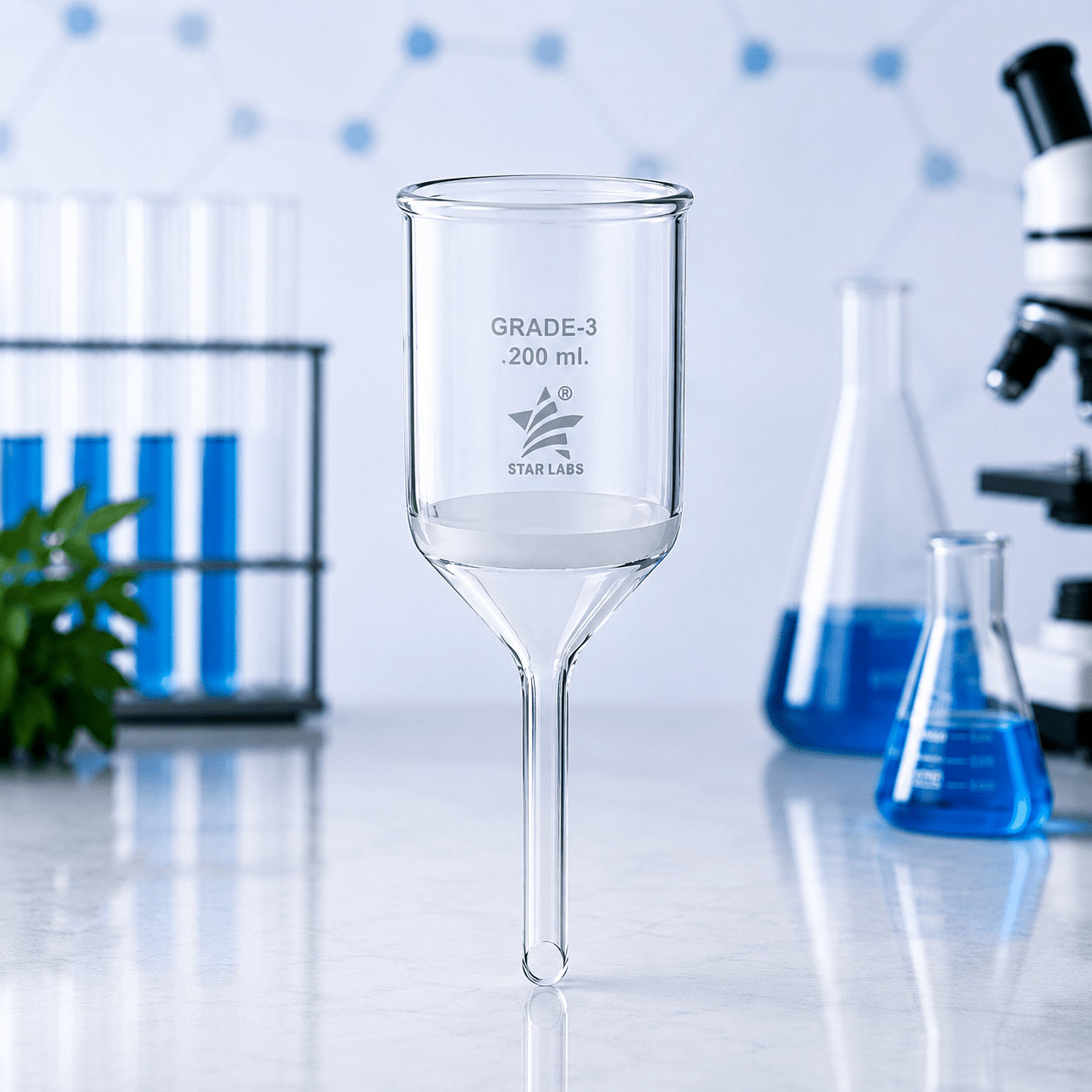 Glass Buchner Funnels with sintered disc, ASTM
