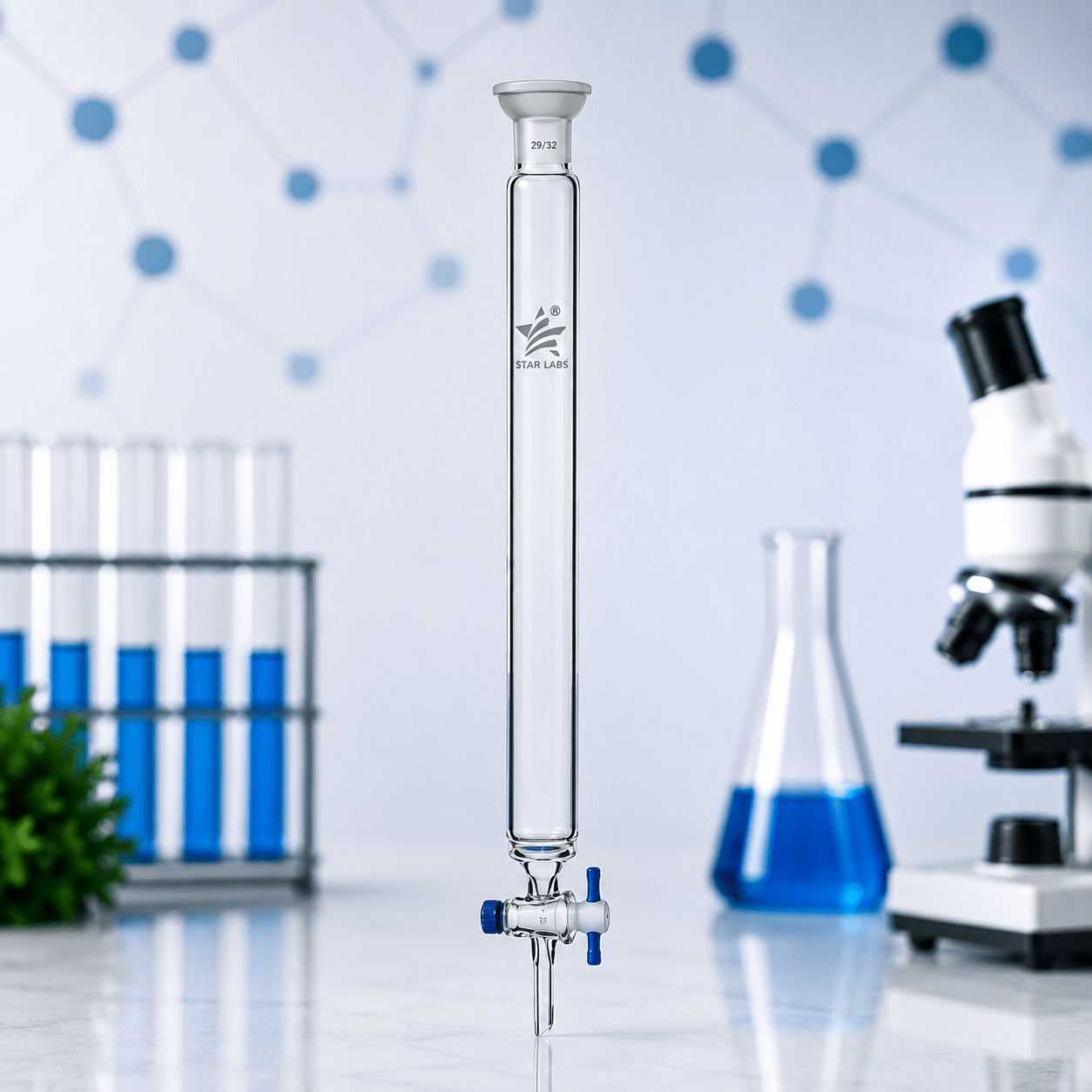 Lab Chromatography Columns PTFE Stopcock