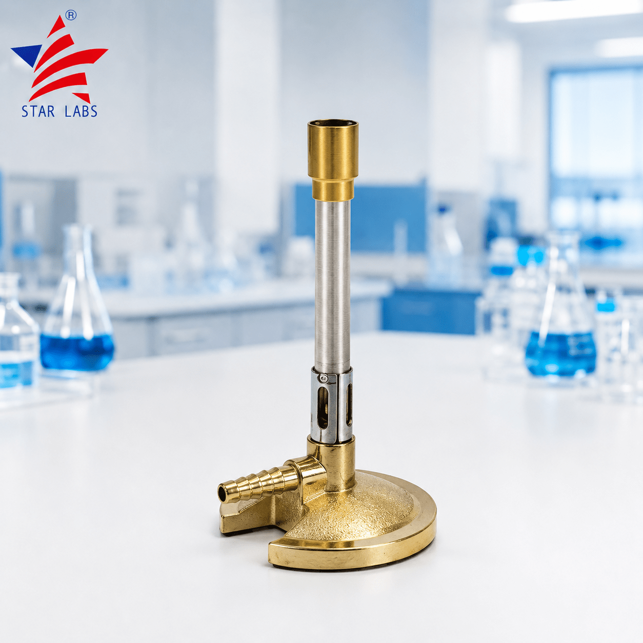Bunsen Burners with Flame Stabilizer and Air Vent Adjustment