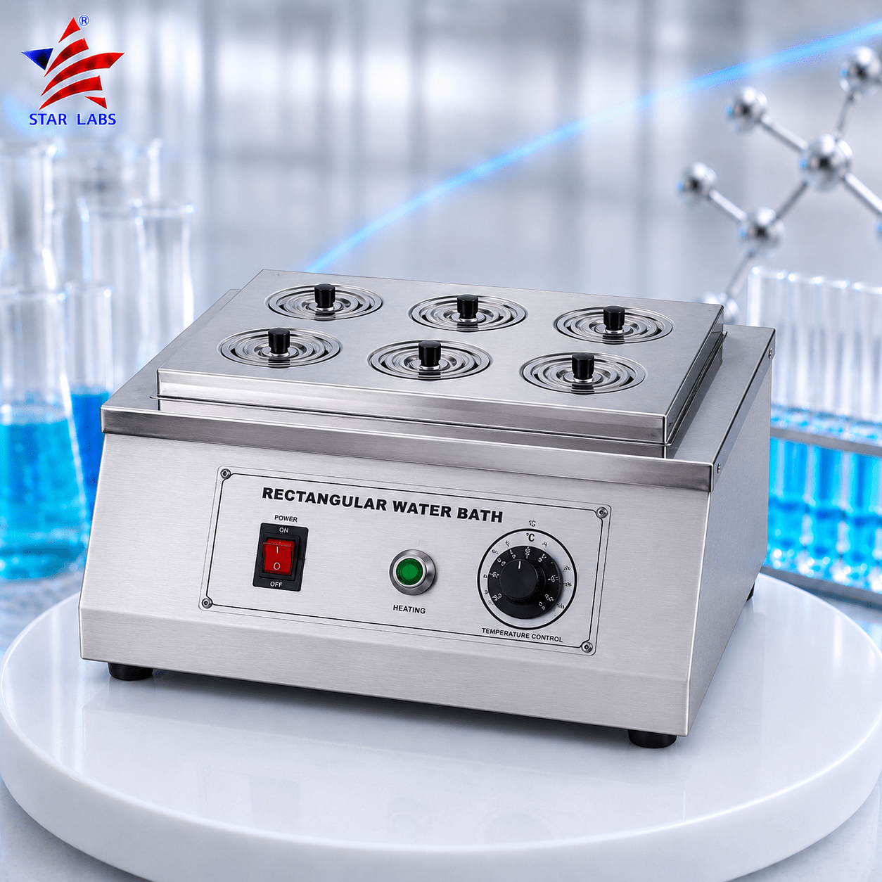 SCIENTIFIC INDUSTRIES 6 hole Rectangular Laboratory Water Bath