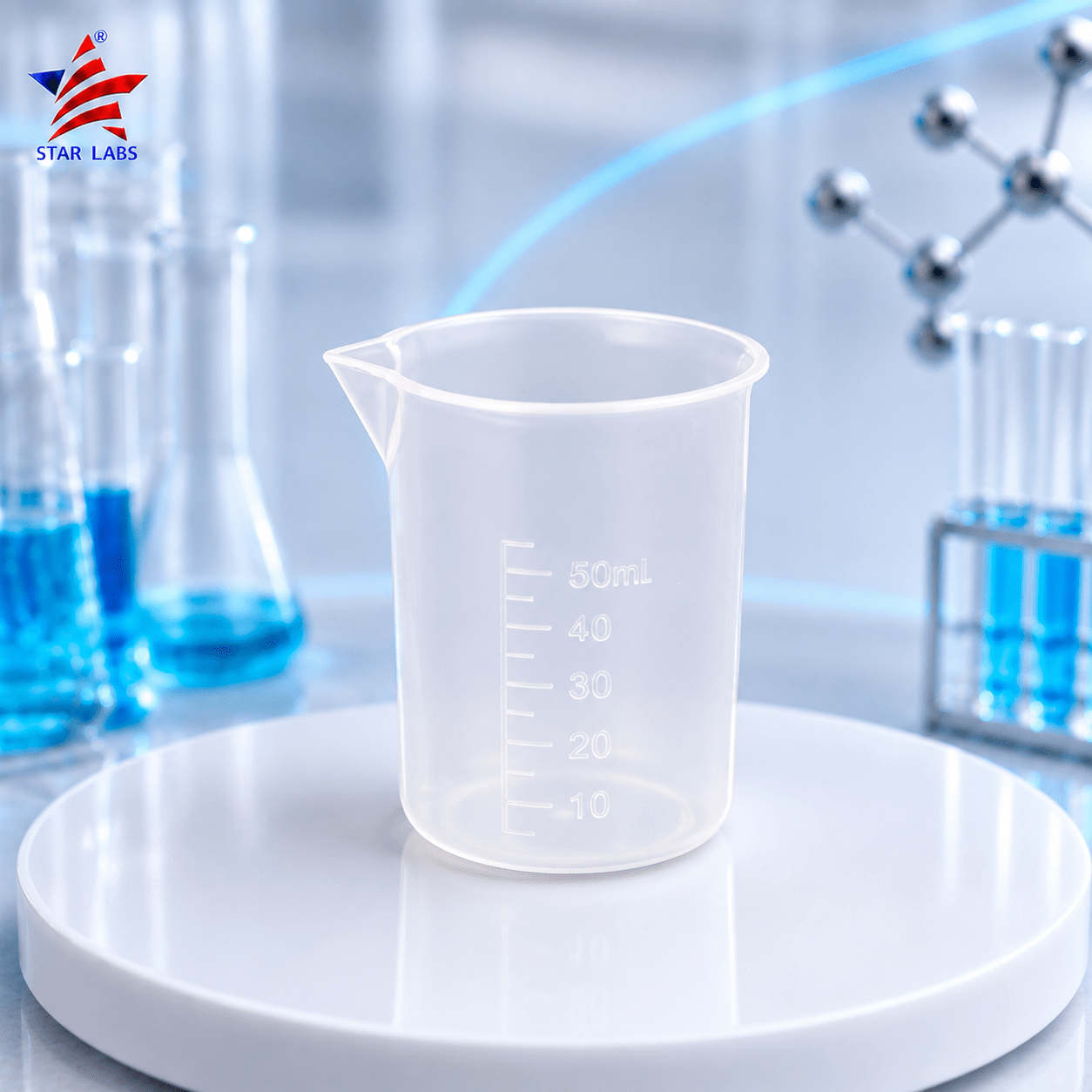 Polypropylene Plastic Measuring Beaker Graduated 50ml