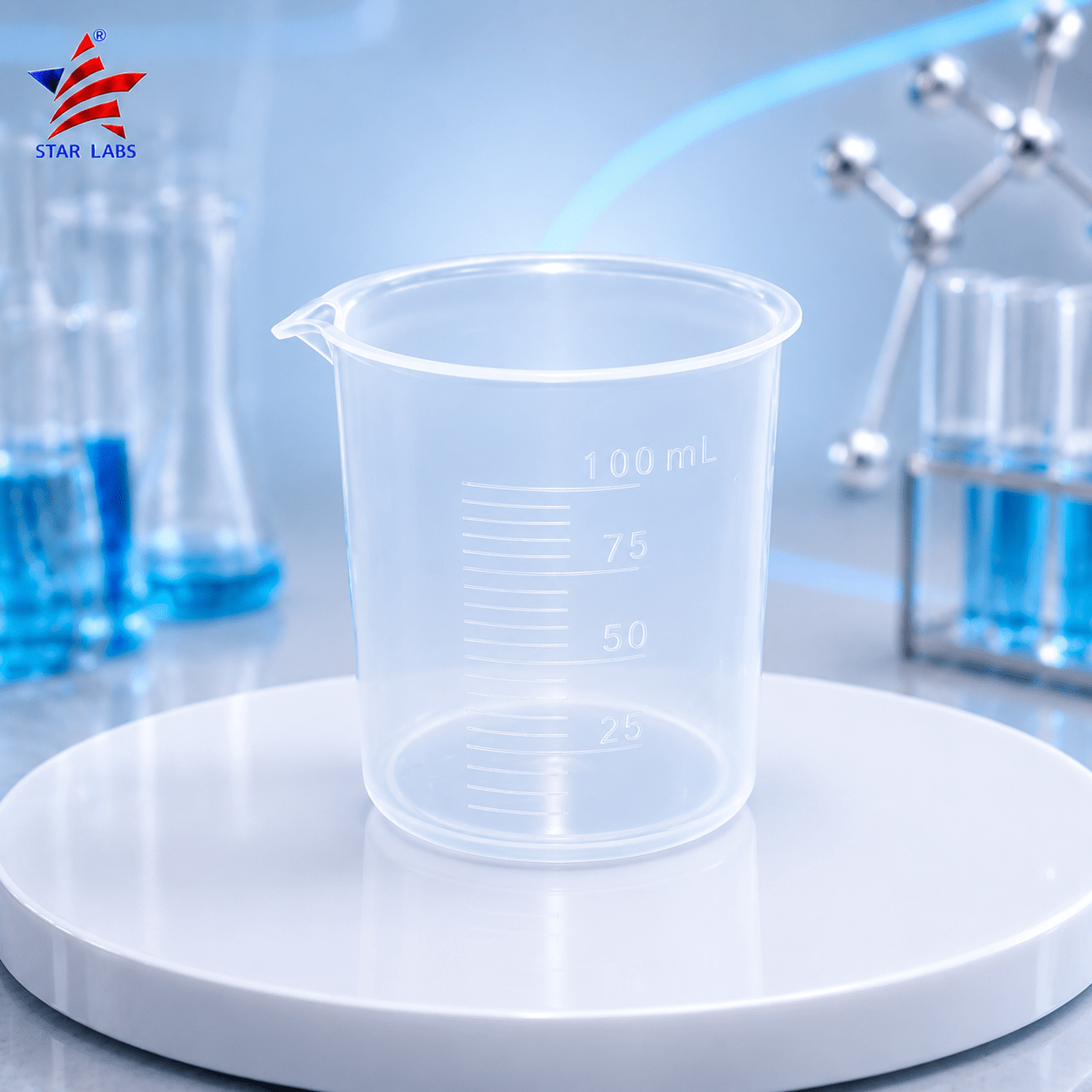Transparent Plastic Measuring Beaker 100ml For Laboratory Office Home Care Kitchen