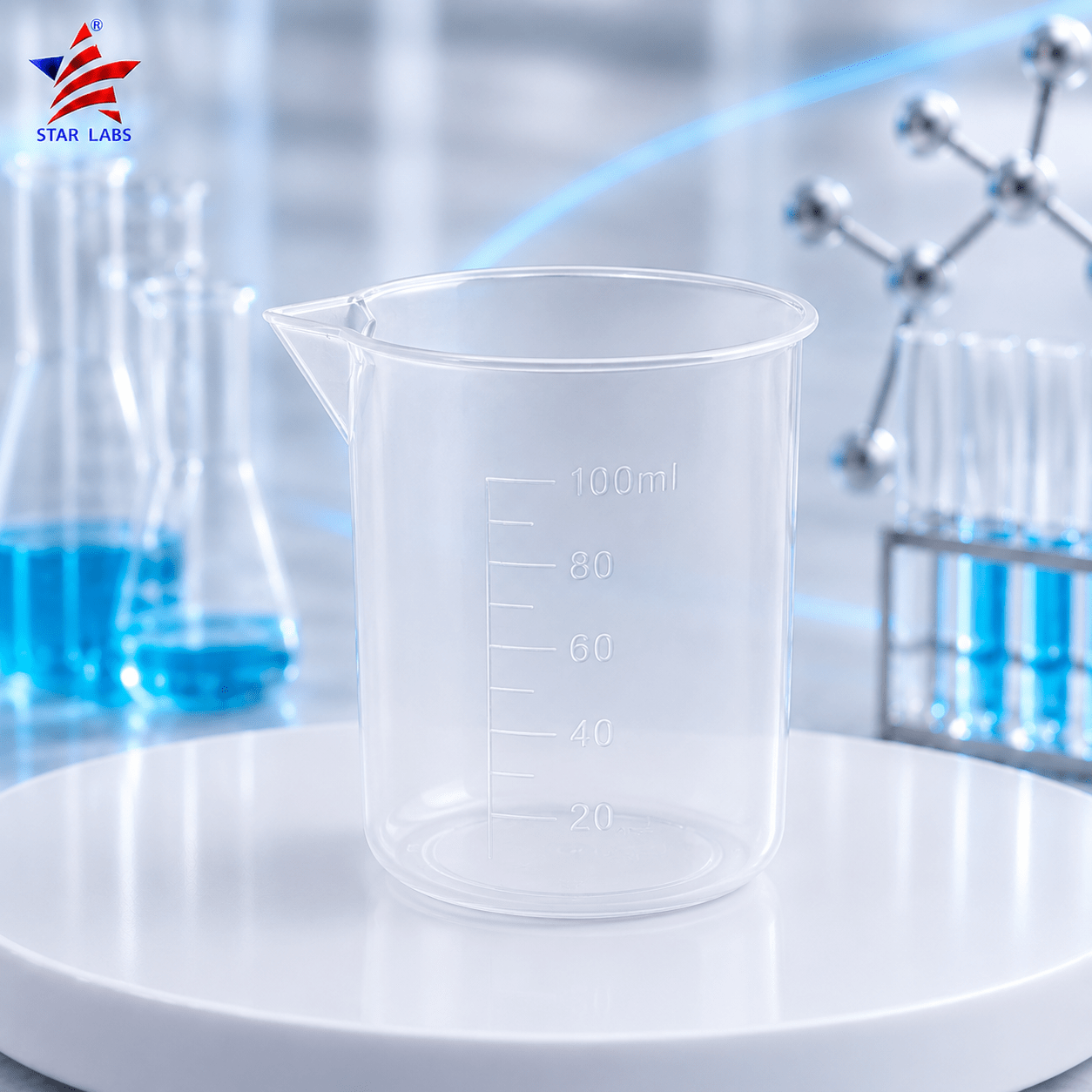 STARLABS Measuring plastic Beaker 100ml with graduation marks for lab and household