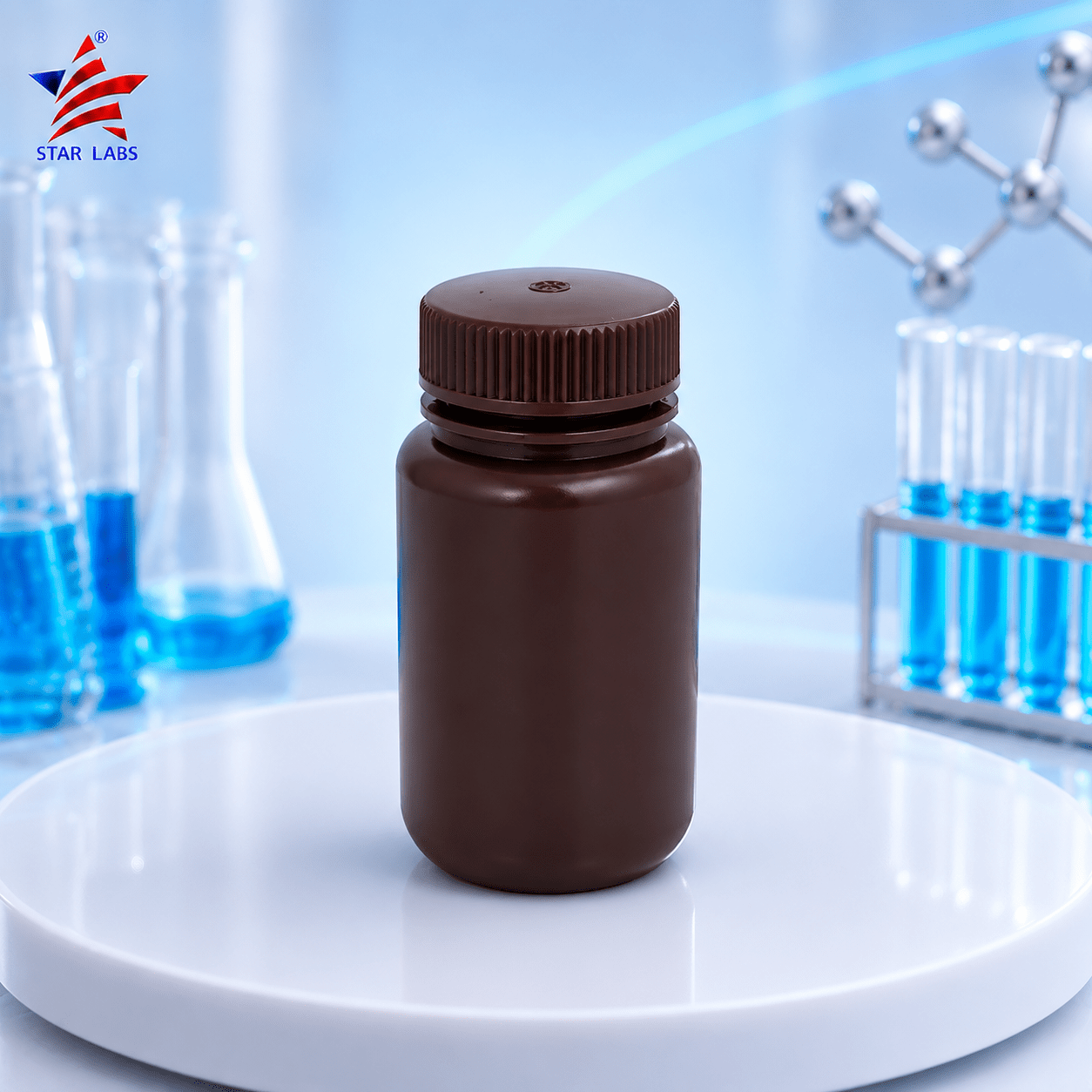 125ml Plastic Wide Mouth Chemical Laboratory Reagent Bottle Sample Bottle Brown